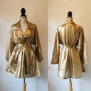 Vintage gold vinyl raincoat